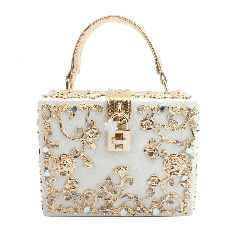 Spring and Summer 2019 New Lace Embossed PU Leather Lock Button Handbag Elegant Dinner Bag of European and American Fashion Trend LD-5143-4