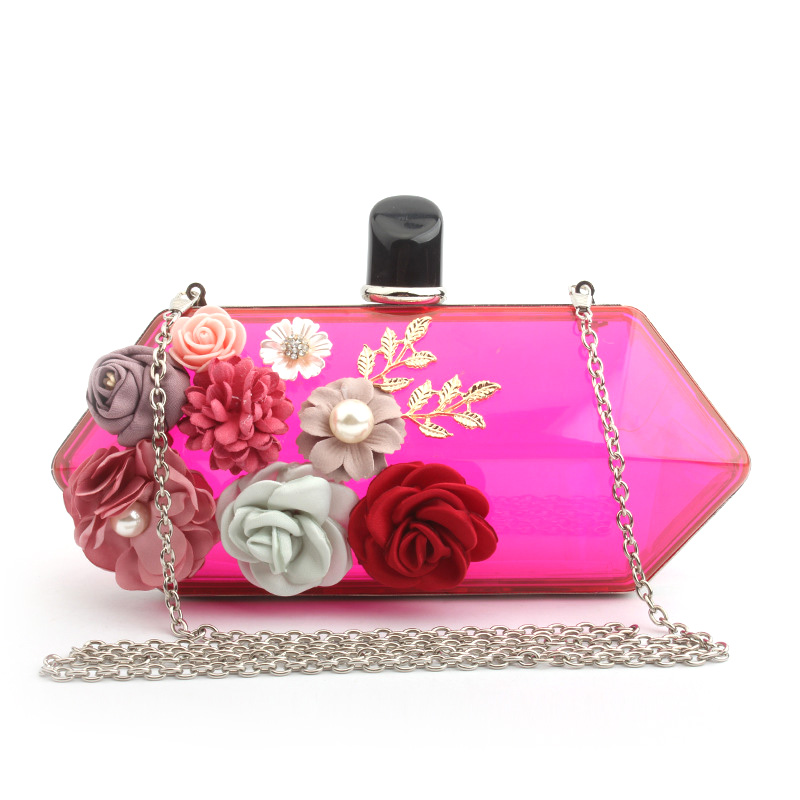 Flowers Transparent Acrylic Fashion New Sennu Pure Multi-color Chain Bag