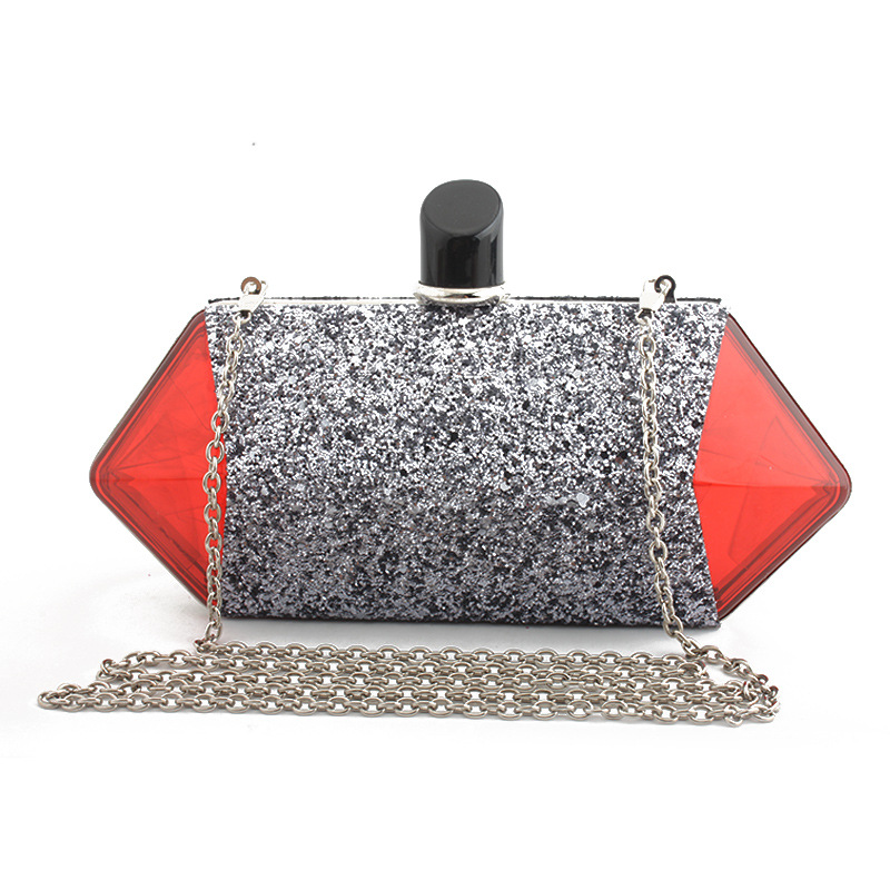 Euro-American transparent diamond acrylic lady bag dinner bag date package sequins customization