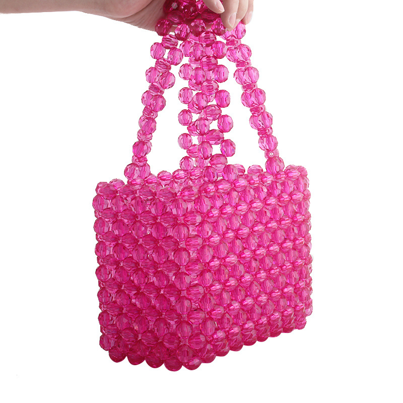 Women's Handbag New Fashion Transparent Crystal Bead Bag in Spring and Summer of 2019 Pure Handmade Summer Handbag