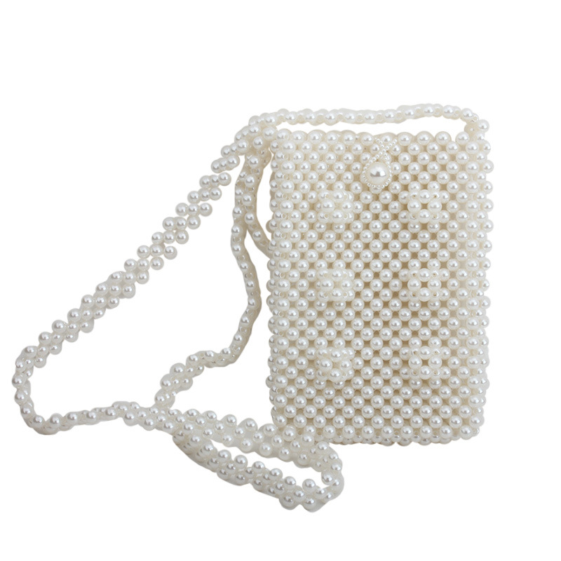 Pearl Bag 2020 New Retro Girl Bead Bag One Shoulder Hundred Hand-made Pearl Mobile Phone Bag