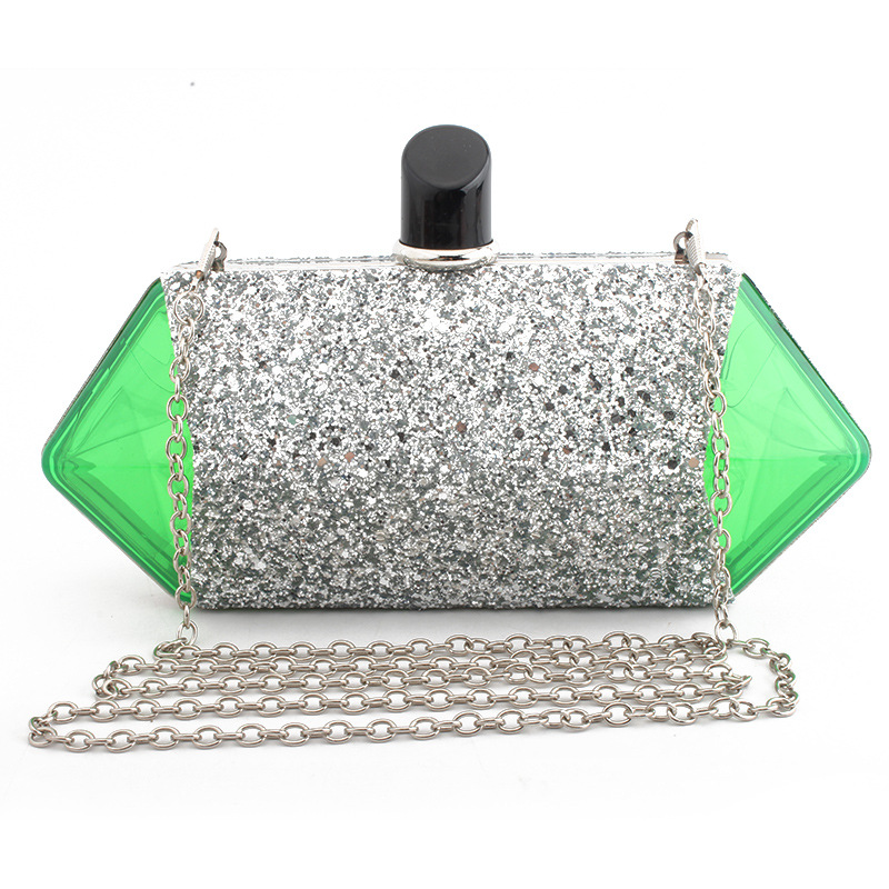 Euro-American transparent diamond acrylic lady bag dinner bag date package sequins customization