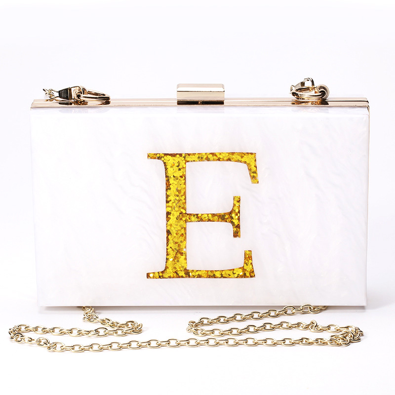 New letter envelope Dinner Bag acrylic sequins lady Hand Bag Makeup evening bag