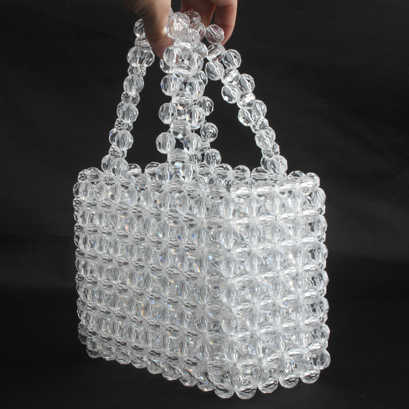 Women's Handbag New Fashion Transparent Crystal Bead Bag in Spring and Summer of 2019 Pure Handmade Summer Handbag