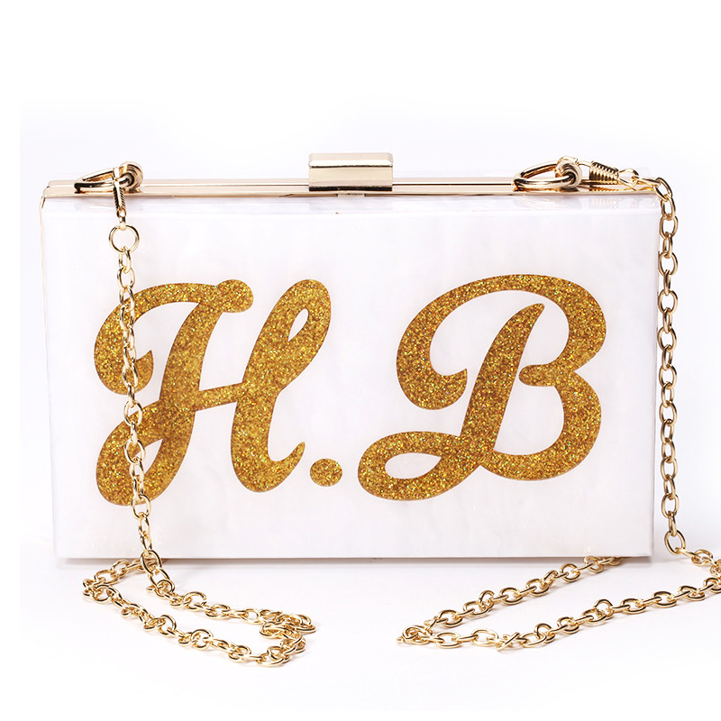 New letter envelope Dinner Bag acrylic sequins lady Hand Bag Makeup evening bag