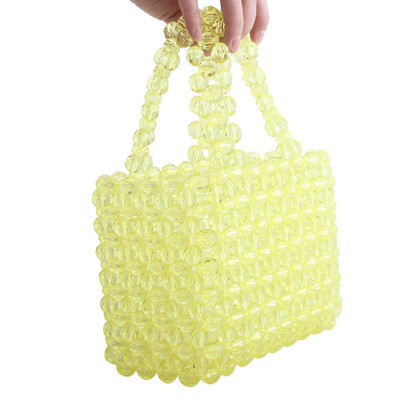 Women's Handbag New Fashion Transparent Crystal Bead Bag in Spring and Summer of 2019 Pure Handmade Summer Handbag