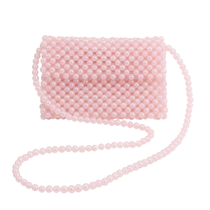 Pearl Bag 2019 New Type Pure Hand-woven Bag Color Bead Bag Phantom Bead Ladies One Shoulder Slant Bag Ladies