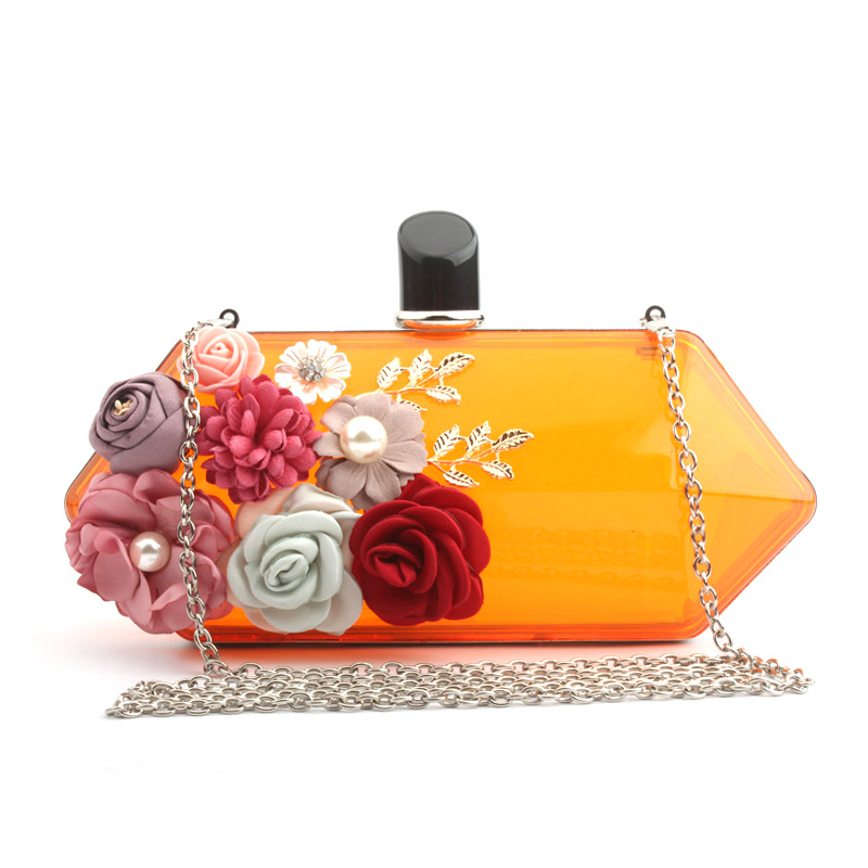 Flowers Transparent Acrylic Fashion New Sennu Pure Multi-color Chain Bag