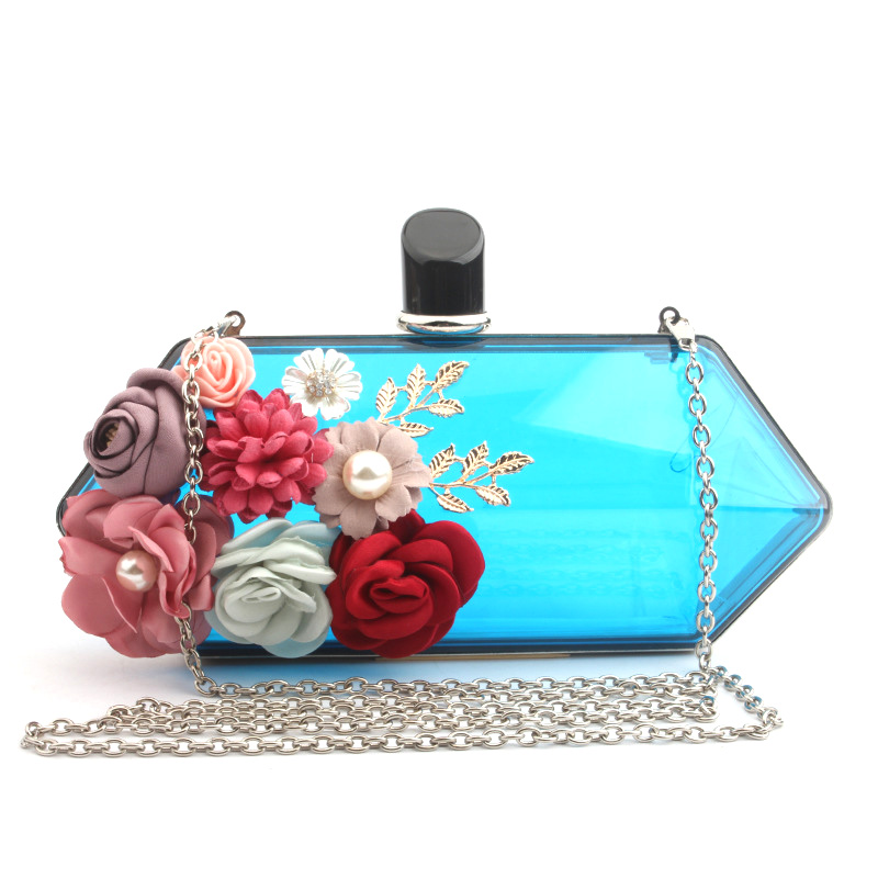 Flowers Transparent Acrylic Fashion New Sennu Pure Multi-color Chain Bag