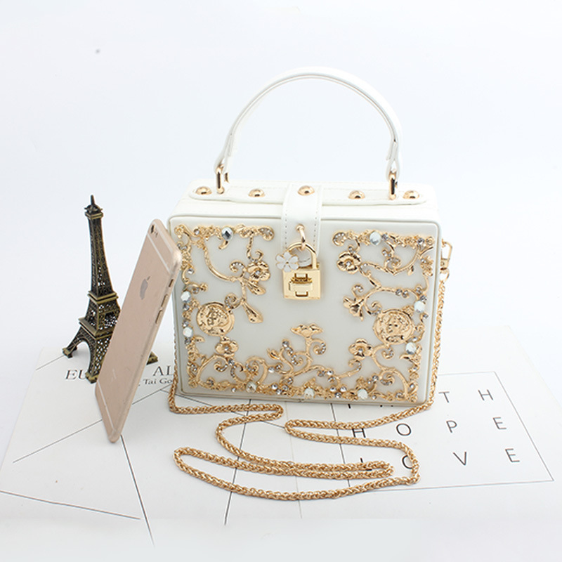 Diamond Handbags New Style Simple Empty Diamond PU Bags Restoration Small Boxes Banquet Bags