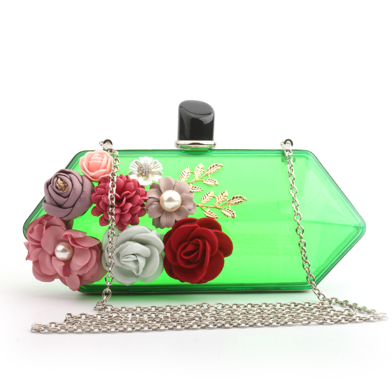 Flowers Transparent Acrylic Fashion New Sennu Pure Multi-color Chain Bag