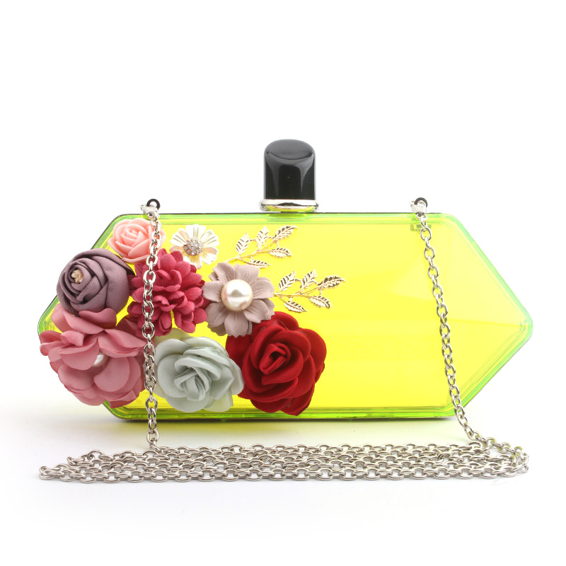 Flowers Transparent Acrylic Fashion New Sennu Pure Multi-color Chain Bag