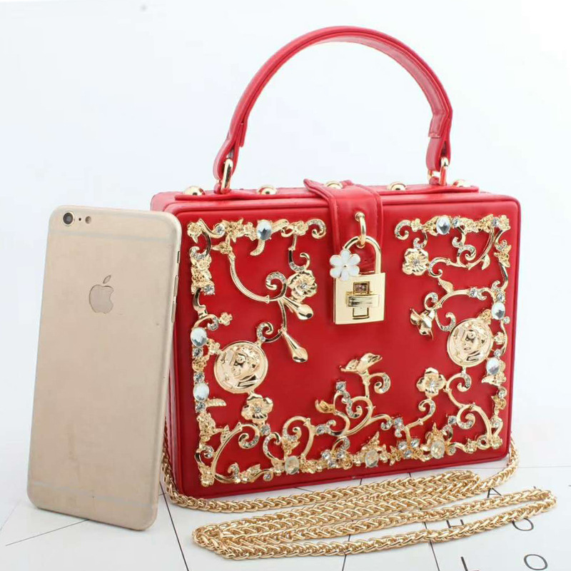 Diamond Handbags New Style Simple Empty Diamond PU Bags Restoration Small Boxes Banquet Bags