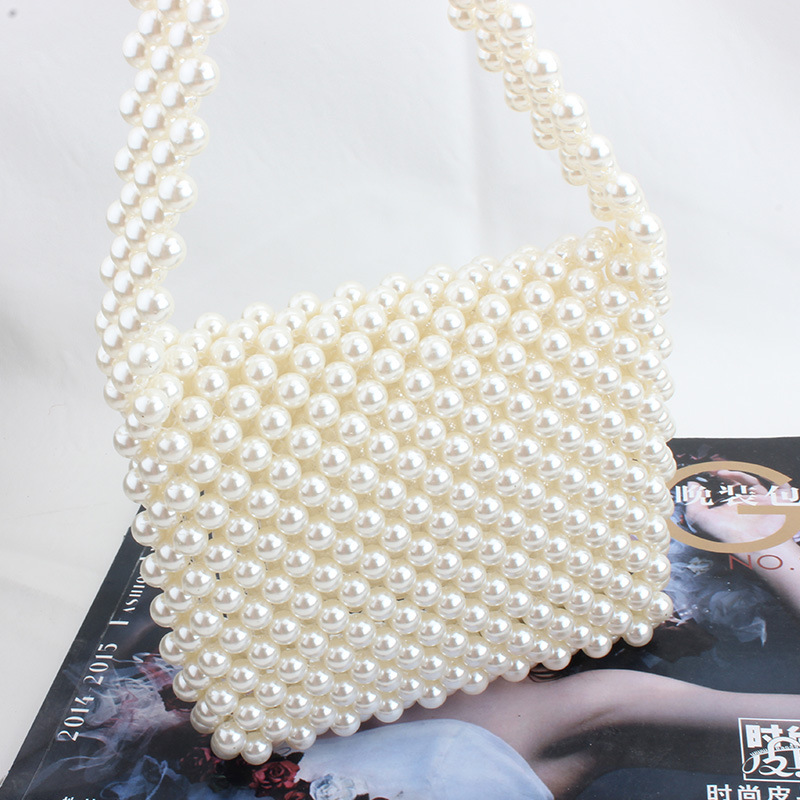 Hand-made Bead Bag 2019 New Women's Bag Pearl Single Shoulder Bag Handbag Braided Retro-covered Pearl Bag