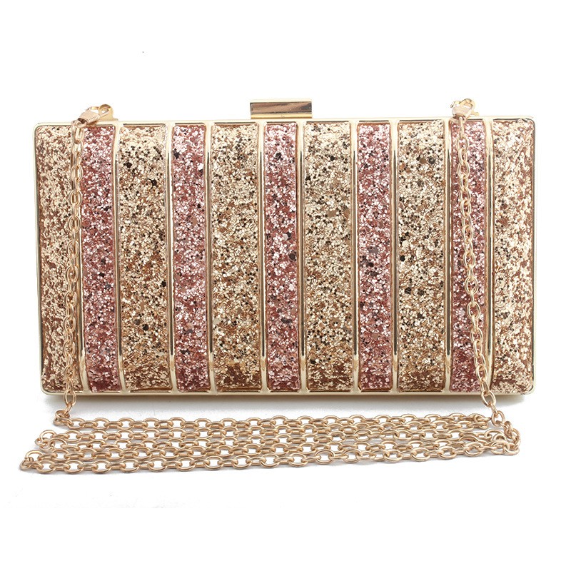 Ladies with matching chain bags, diamond sequins, phantom Sparkling Powder evening bags, dinner bags, handbags, European and American women's bags