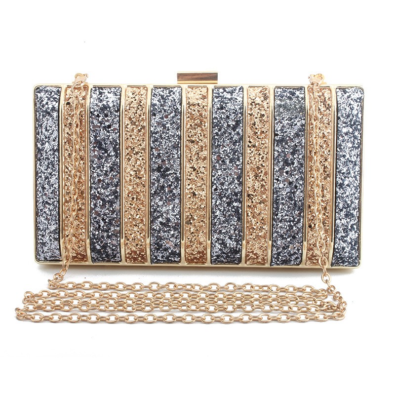 Ladies with matching chain bags, diamond sequins, phantom Sparkling Powder evening bags, dinner bags, handbags, European and American women's bags