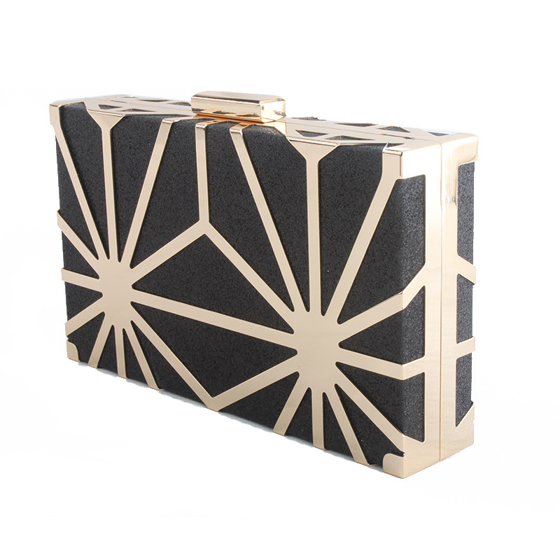 Spring and Summer 2019 New Hollow Metal Geometry Dinner Pack Euro-American Fashion Grinded Acrylic Bag