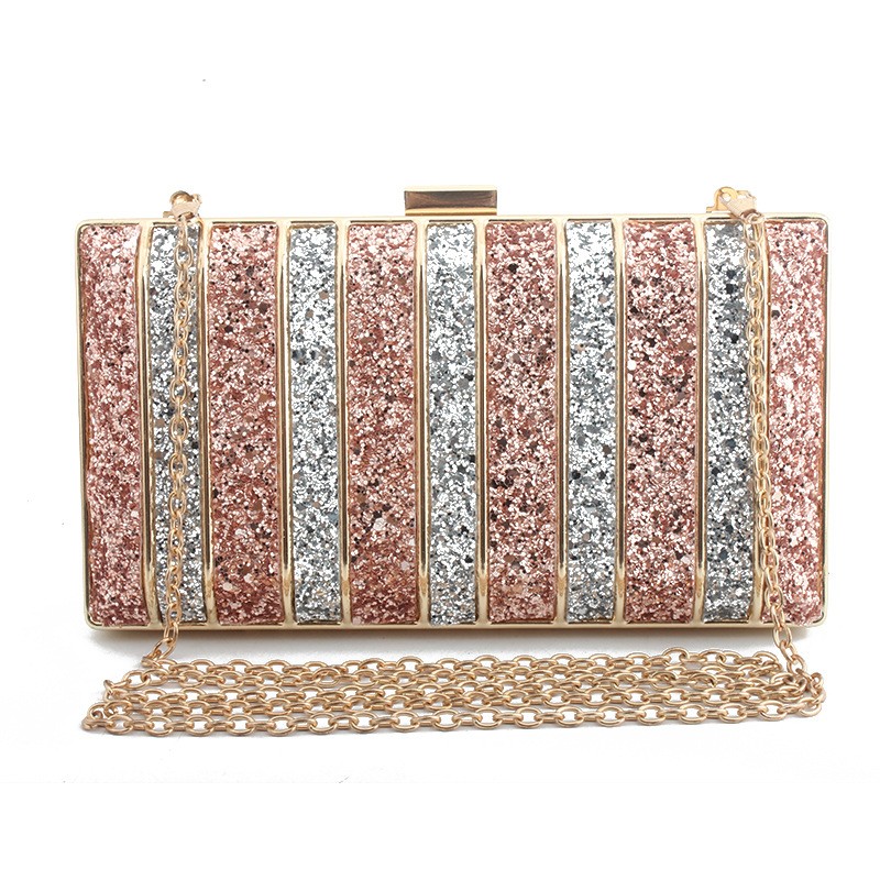 Ladies with matching chain bags, diamond sequins, phantom Sparkling Powder evening bags, dinner bags, handbags, European and American women's bags