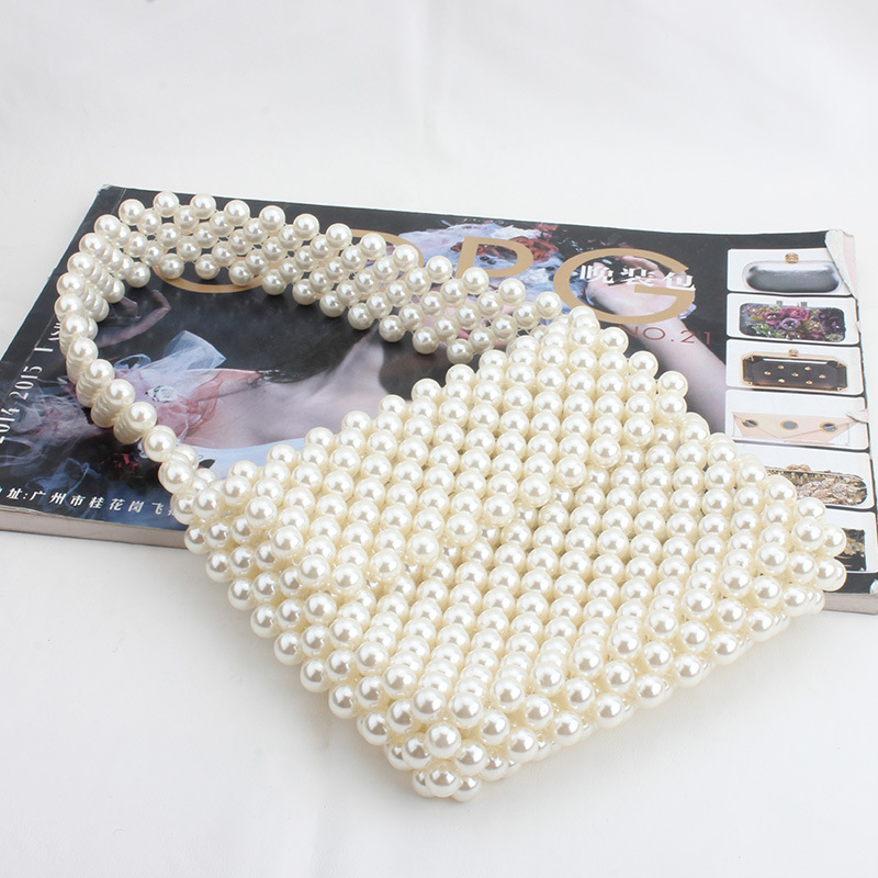 Hand-made Bead Bag 2019 New Women's Bag Pearl Single Shoulder Bag Handbag Braided Retro-covered Pearl Bag