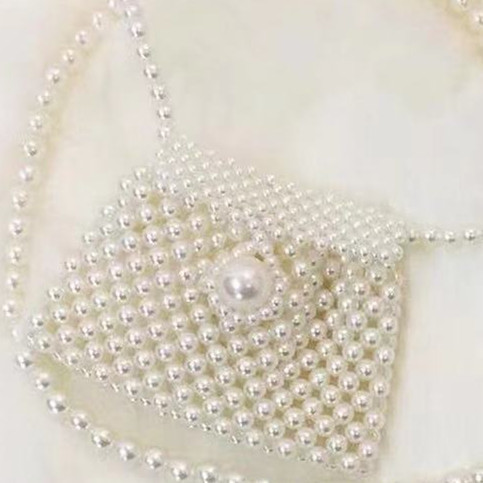 Mini-string pearl pocket change bag Korean Vintage hand-woven acrylic pearl bag single shoulder inclined mobile phone bag