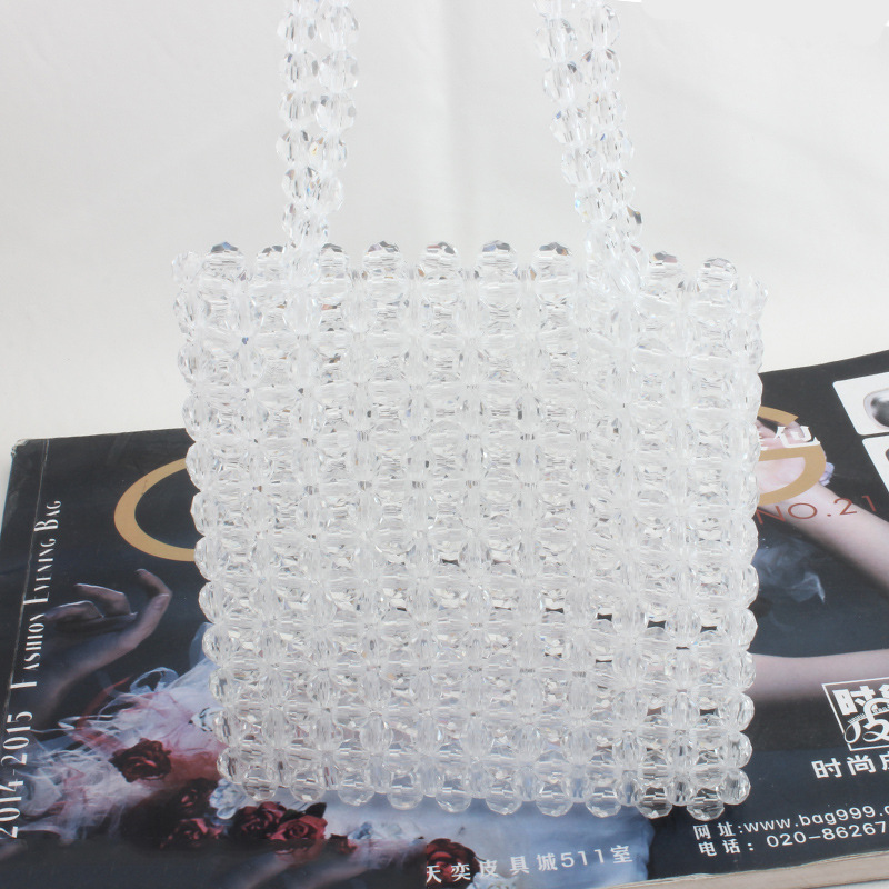 Women's Single Shoulder Bag Girl 2019 New Pure Handmade Bead Bag Euro-American Fashion Pearl Bag Crystal Bag