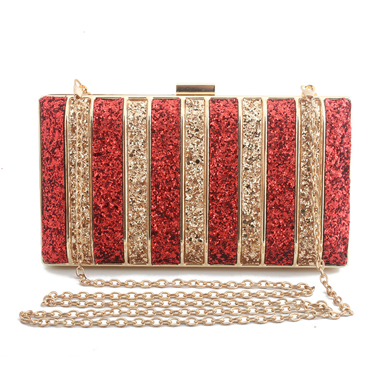 Ladies with matching chain bags, diamond sequins, phantom Sparkling Powder evening bags, dinner bags, handbags, European and American women's bags