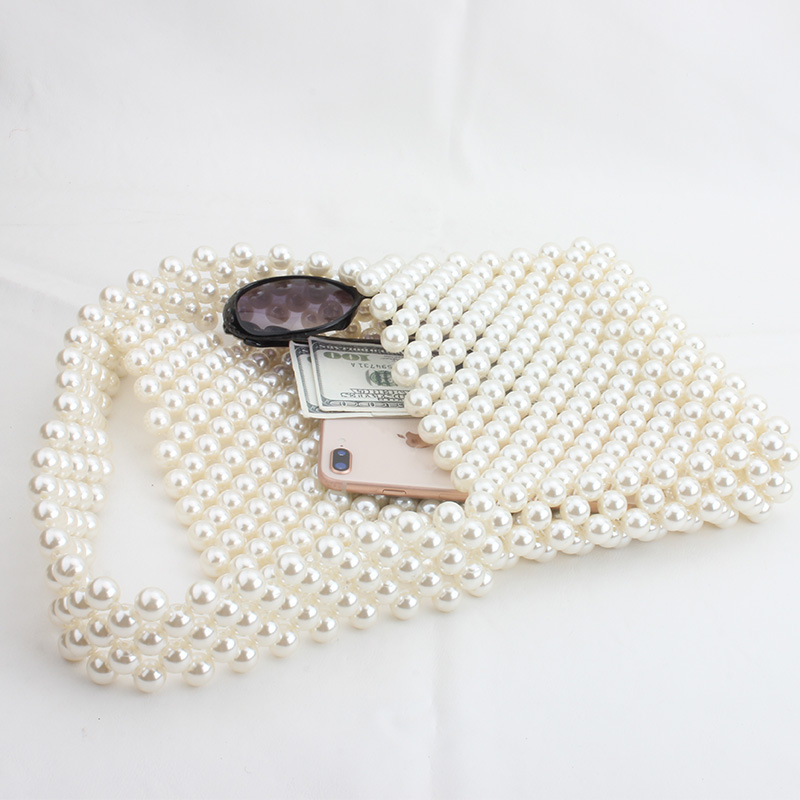 Hand-made Bead Bag 2019 New Women's Bag Pearl Single Shoulder Bag Handbag Braided Retro-covered Pearl Bag