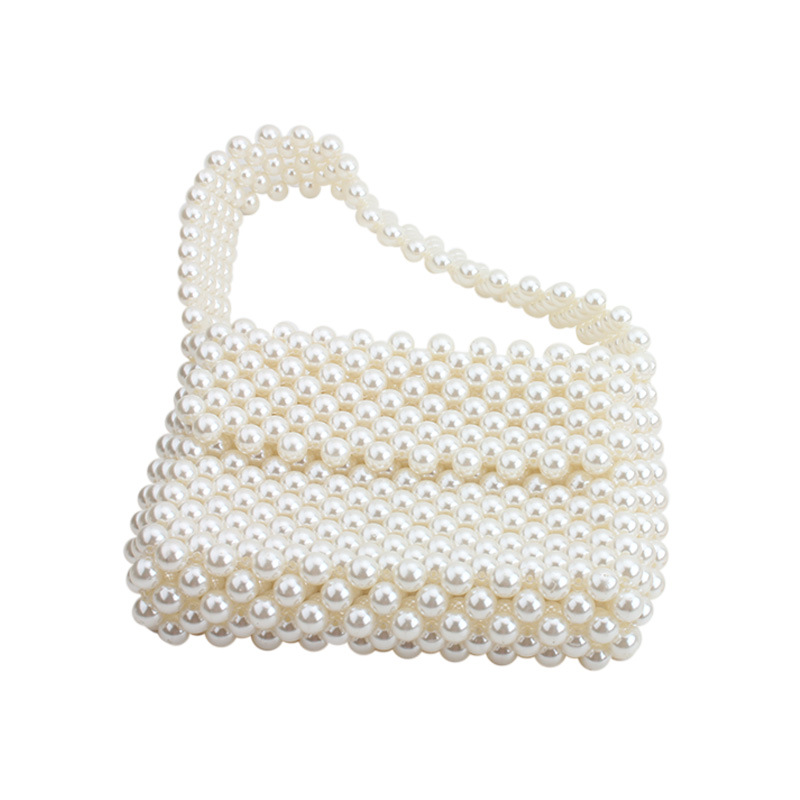 Hand-made Bead Bag 2019 New Women's Bag Pearl Single Shoulder Bag Handbag Braided Retro-covered Pearl Bag