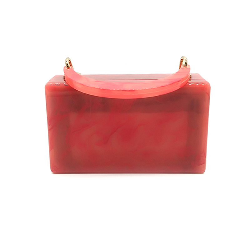 Red Acrylic Square Handbag Evening Bag Dinner Bag Single Shoulder Mini Bag