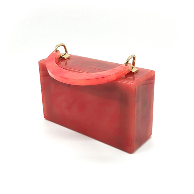 Red Acrylic Square Handbag Evening Bag Dinner Bag Single Shoulder Mini Bag