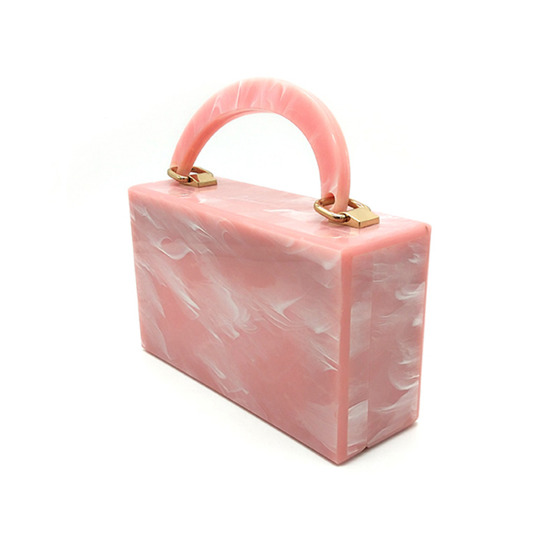 Pink Acrylic Square Handbag Evening Bag Dinner Bag Single Shoulder Mini Bag