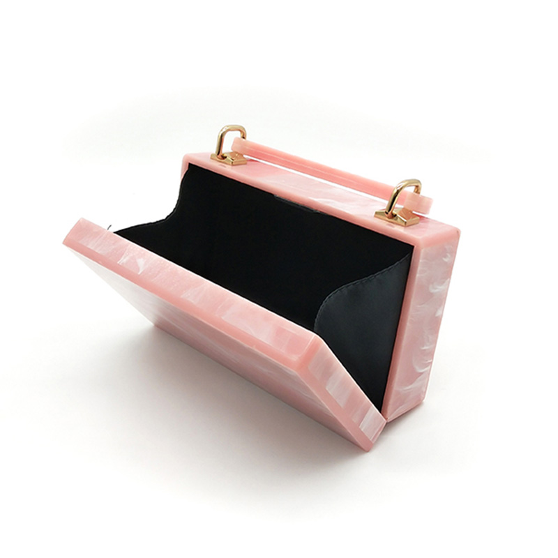 Pink Acrylic Square Handbag Evening Bag Dinner Bag Single Shoulder Mini Bag