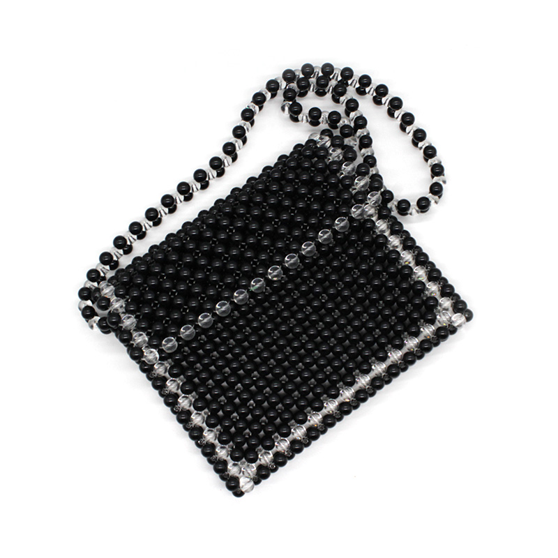 New Pure Handmade Bead Jewelry Bag Handwoven Black and White Pearl Bag Atmospheric Bag