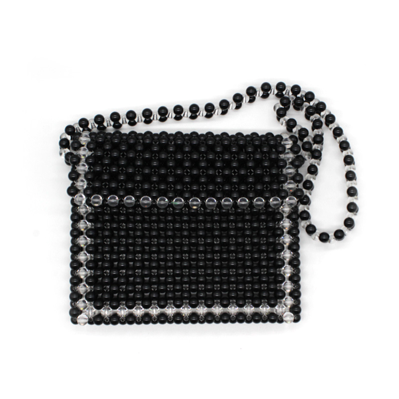 New Pure Handmade Bead Jewelry Bag Handwoven Black and White Pearl Bag Atmospheric Bag