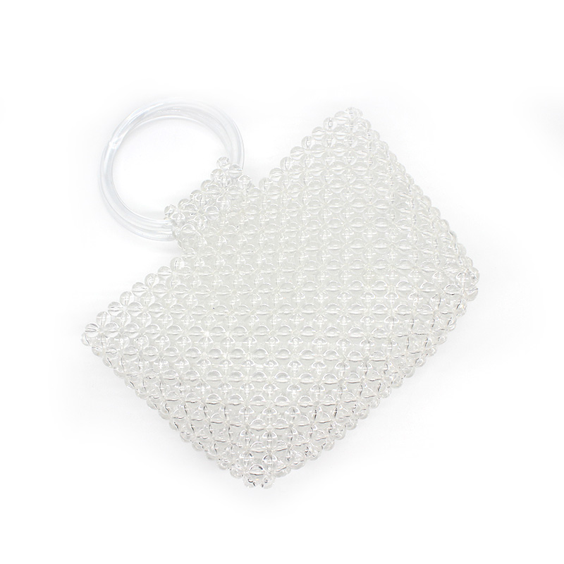 High Quality Transparent Pearl Acrylic Bag Handbag Hand-woven Bead Single Shoulder Bag