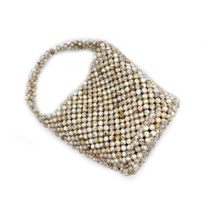 New style of pearl string bag lady's skewed bag knitted by hand