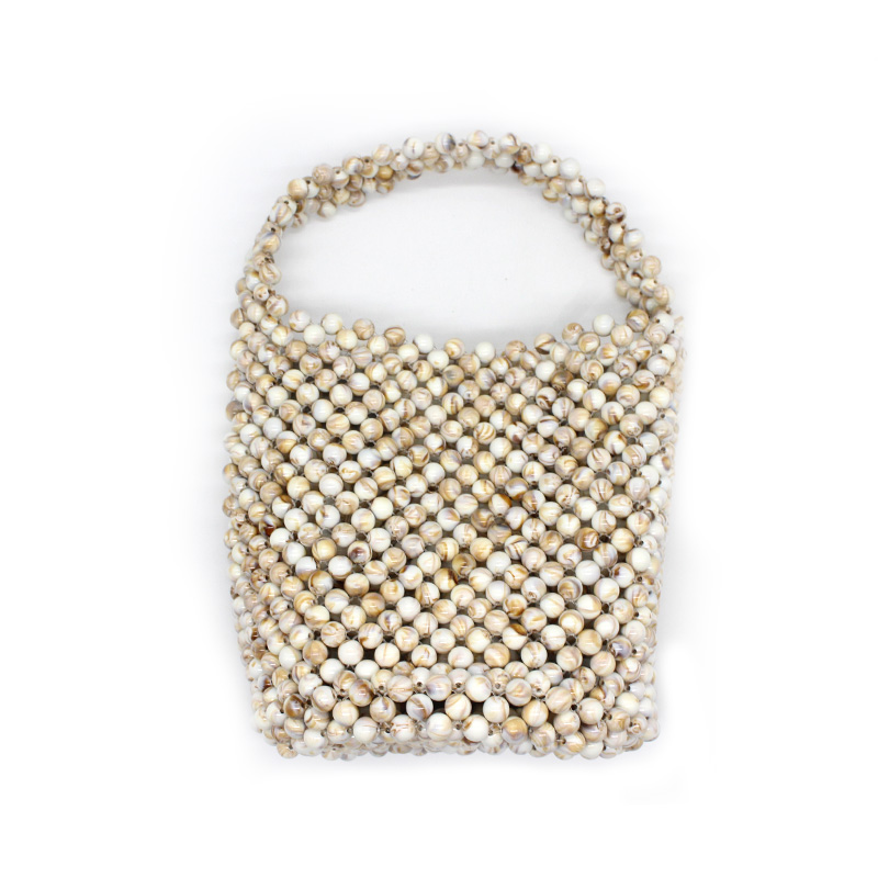 New style of pearl string bag lady's skewed bag knitted by hand