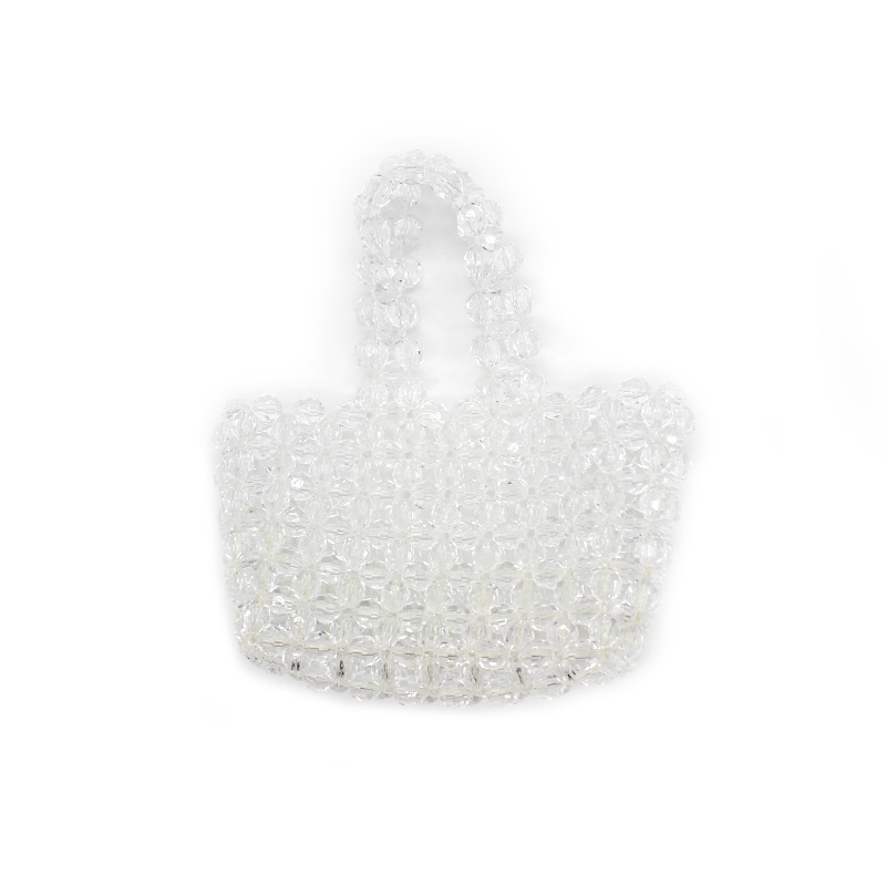 Transparent Pearl Crystal Bead Braided Handbag Single Shoulder Slant