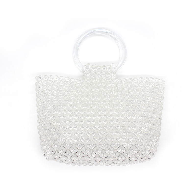 High Quality Transparent Pearl Acrylic Bag Handbag Hand-woven Bead Single Shoulder Bag