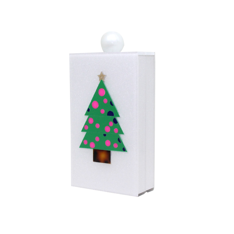 Wholesale Market New Fashion Ladies Handbags Christmas Tree Decoration Pattern Print Gift White Color Square Party Evening Cluthes Acrylic Bag