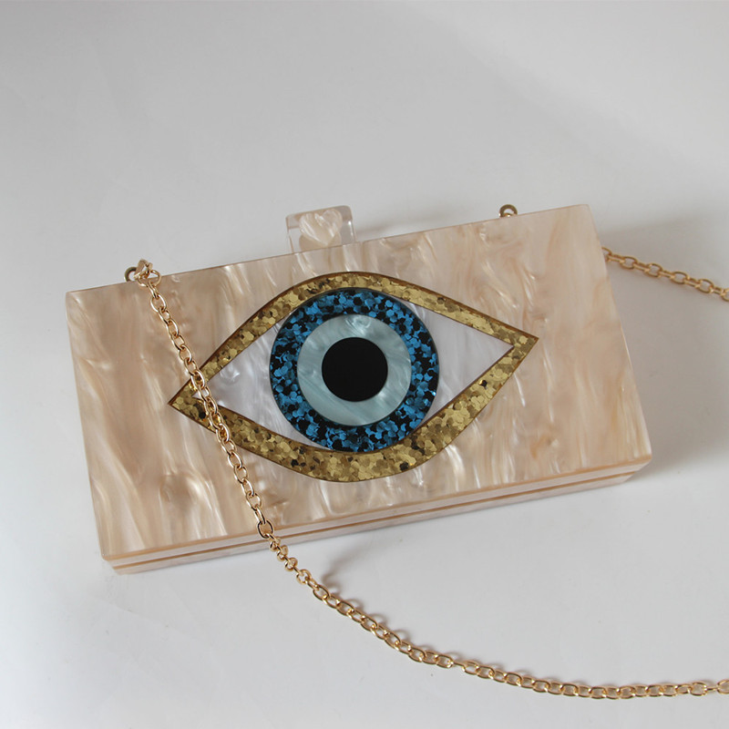 Cartoon Big Eyes Splice Acrylic Clutch Ladies Wedding Evening Bag