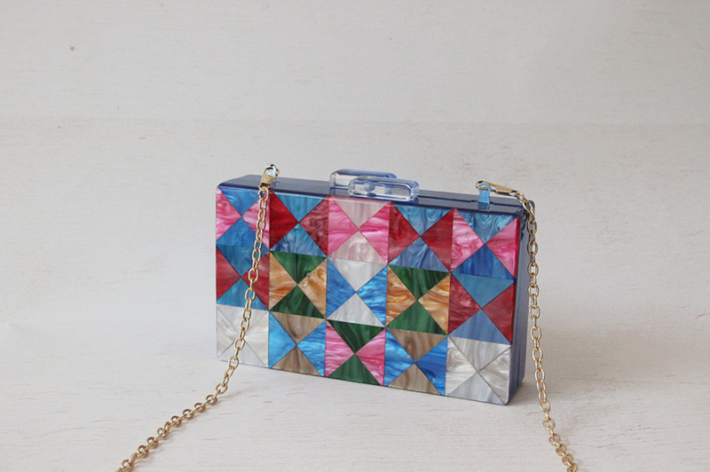 Color Splice Acrylic Clutch Evening Ladies Bag