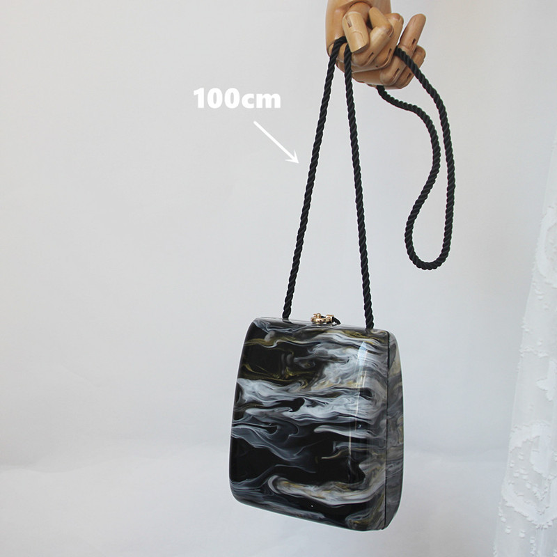 Black Marble Pattern Acrylic Splice Clutch Ladies Wedding Evening Bag