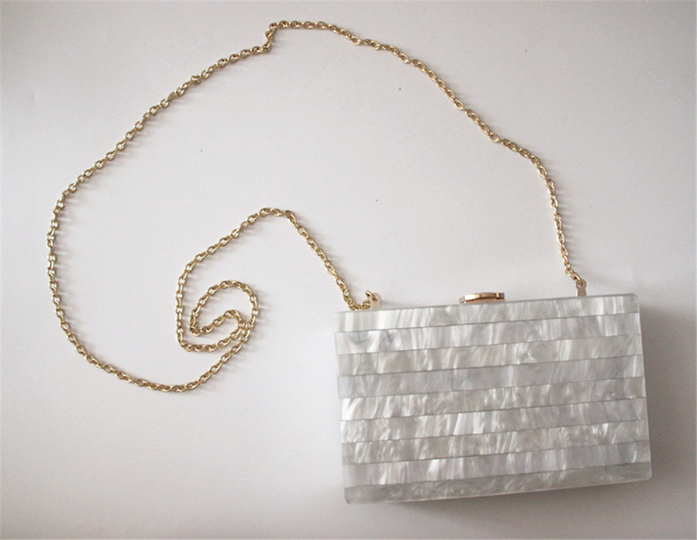 New Striped Splice Acrylic Lady Clutch Bag