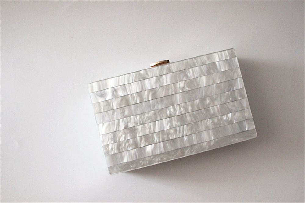 New Striped Splice Acrylic Lady Clutch Bag