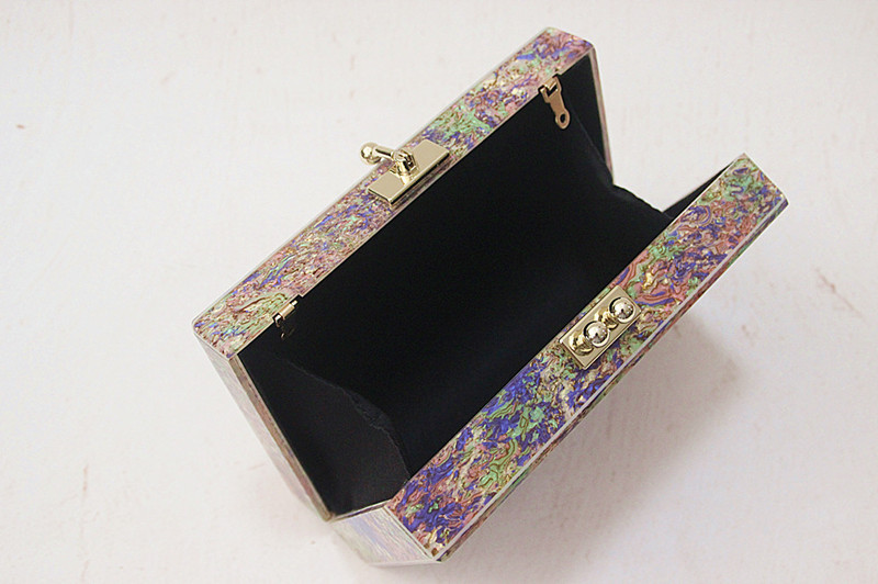 Color Mixing Pattern Acrylic Clutch Evening Ladies Bag