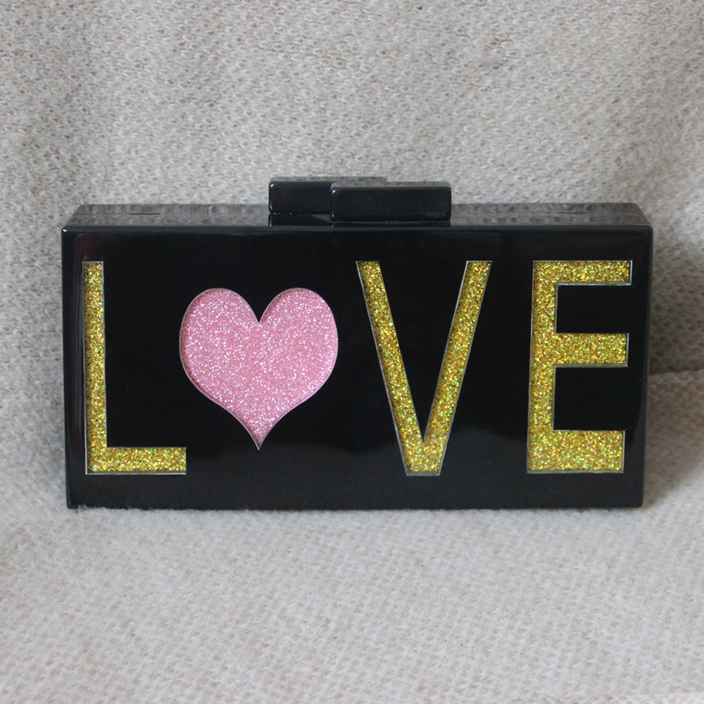 New Love Letter Stitching Acrylic Evening Clutch Bag