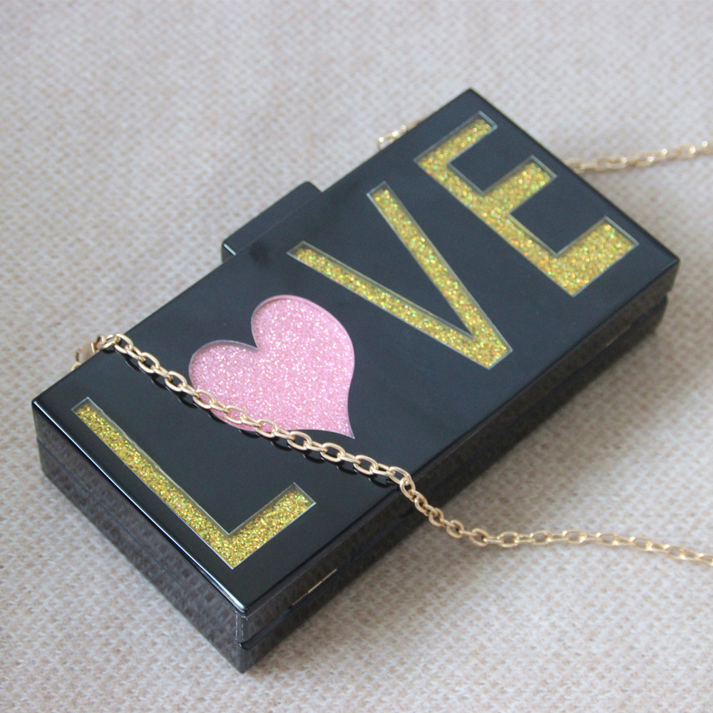 New Love Letter Stitching Acrylic Evening Clutch Bag