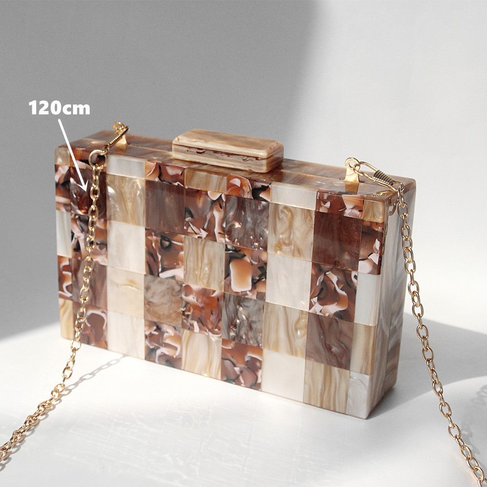 2020 New Brown Splice Acrylic Clutch Evening Ladies Bag