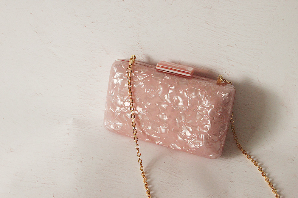 New Pink Acrylic Clutch Evening Bag